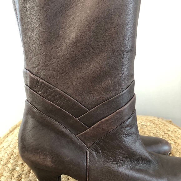 Slouchy mid calf leather boots - Picture 3 of 9
